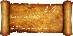 Lincz István névjegykártya